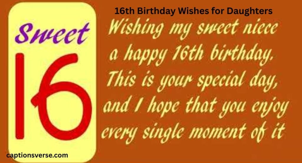 16th Birthday Wishes for Daughters